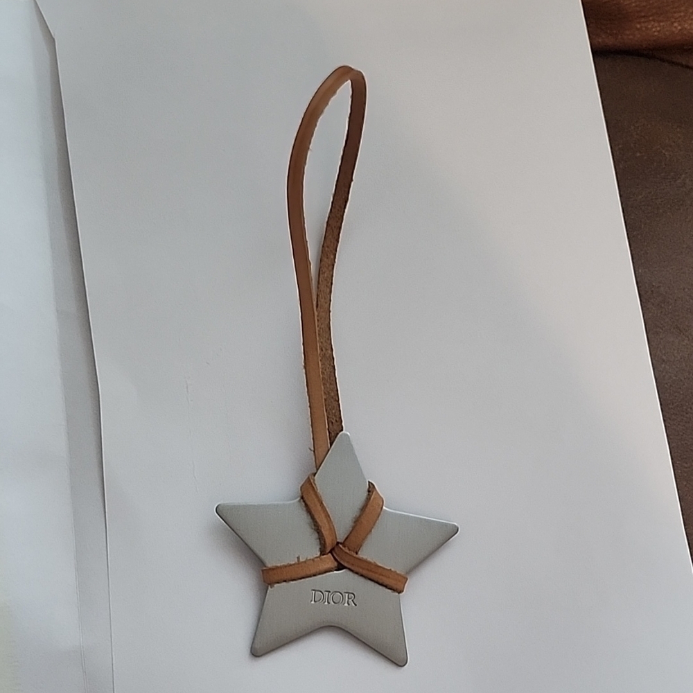Dior Silver Star Ornament with Tan leather Strap
